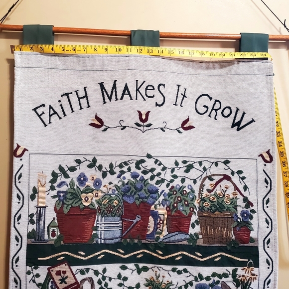 Faith Makes It Grow Wall Hanging Decor With Pole Vintage 1977 Deb Strain. - Picture 7 of 7